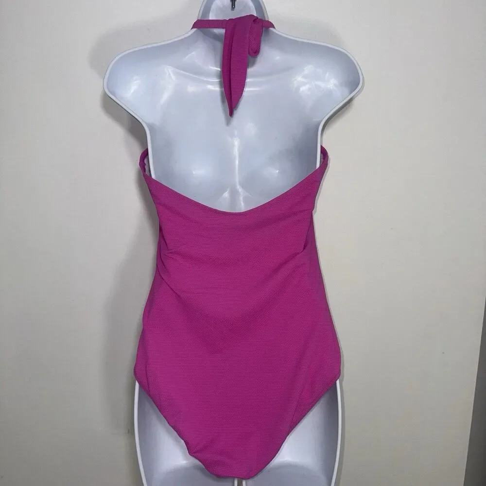 Boden Enhancer Swimsuit Amazing Pink Halter One Piece Women Size 34D Padded Cup